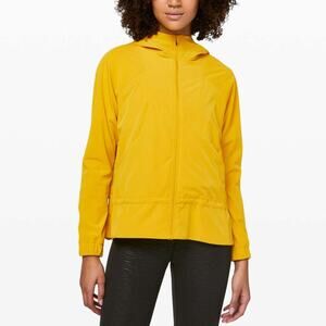 Lululemon Pack It Up Jacket Honeycomb Golden Yellow Hooded Water Repellent 10 L